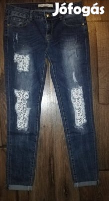 Csipkebetétes farmernadrág