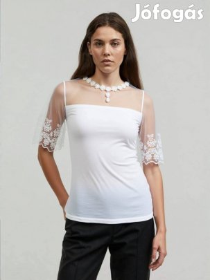 Csipkés virágos tüll blúz M-L méret