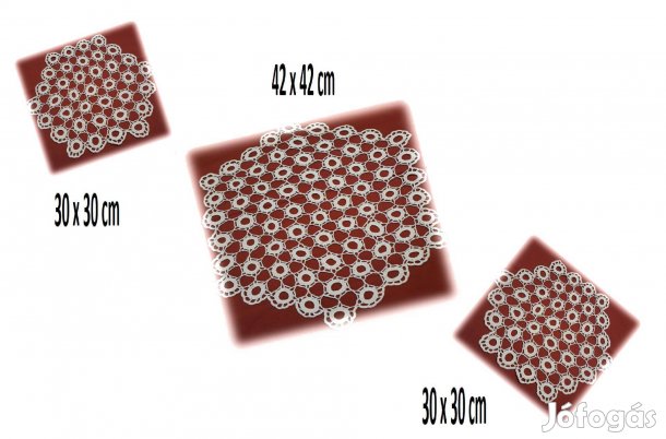 Csipketerítő szett, (három darabos) kézi horgolású