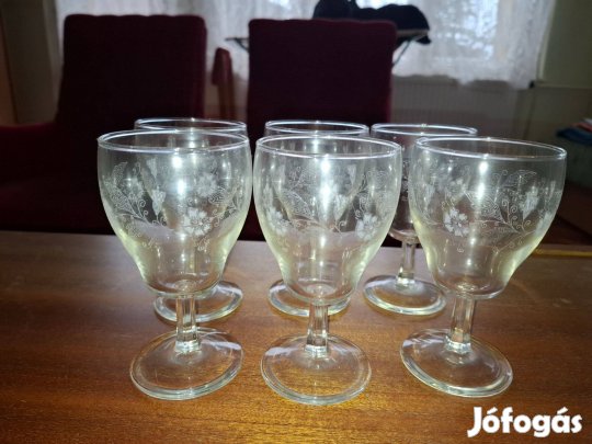 Csiszolt boros pohár készlet 6 db-os eladó