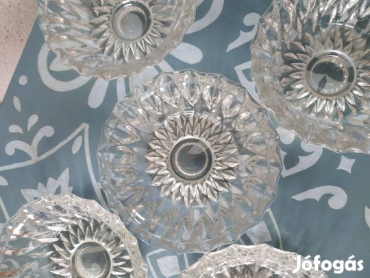 Csiszolt kristály, mély kistányér készlet - 5 darabos, víztiszta