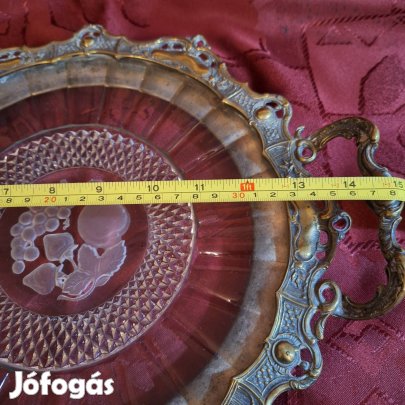 Csiszolt üveg és réz asztalközép