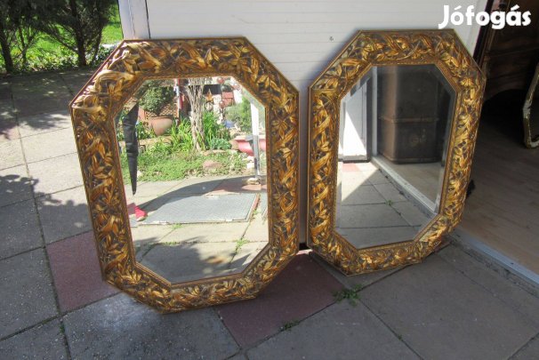 Csiszolt üveggel fa keretes tükör 77×57 cm. Párja is van