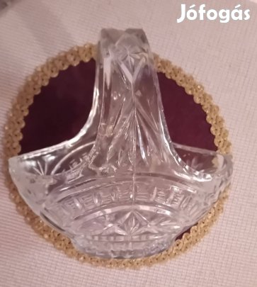 Csiszolt üvegkosár hibátlan állapotban szinte Ajándék árban