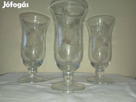 Csiszolt üvegpoharak 6db