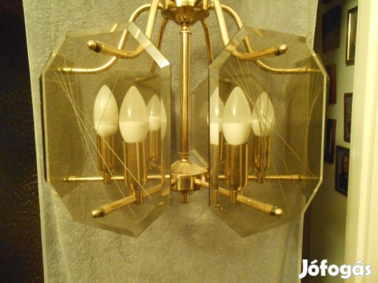 Csiszoltüveglapos csillár 6.db. Led izzóval