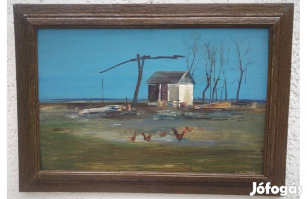 Csizmadia Zoltán tanyát ábrázoló olajfestménye