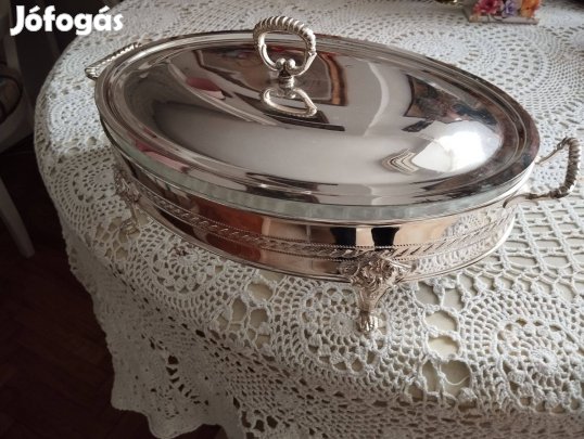 Csodás lábakon álló fedeles melegentartó Pyrex tál