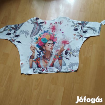 Csodaszép Frida Kahlo mintás olasz cérnakötött női felső pulóver Új