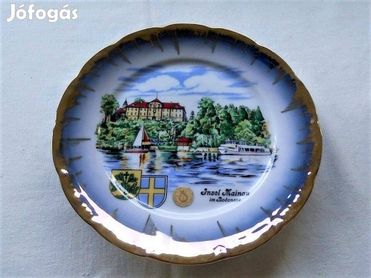 Csodaszép kézzel festett, aranyozott Bavaria Mitterteich emléktál/fali