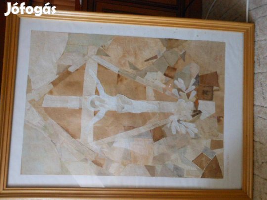 Csókos Varga Györgyi festőművész nagy pasztel papírkollázs képe