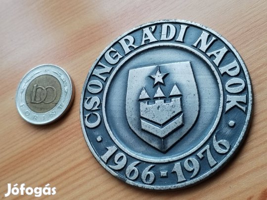 Csongrádi napok 1966-1976 Ezüstpatinázott emlékérem