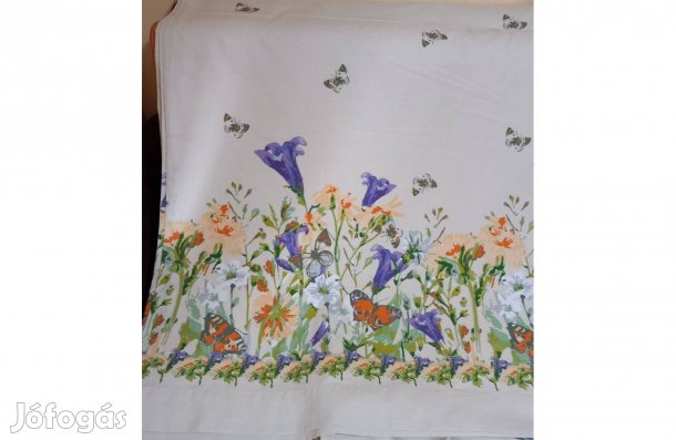 Csontszínű, virágmintás, bélelt függöny (183 x168cm), kettő van belőle