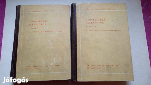 Csővezetéki szabványok 1-2 1961.évi 3000 Ft régi retro szakkönyv