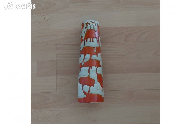 Csurgatott iparművészeti mázas váza 31 cm magas