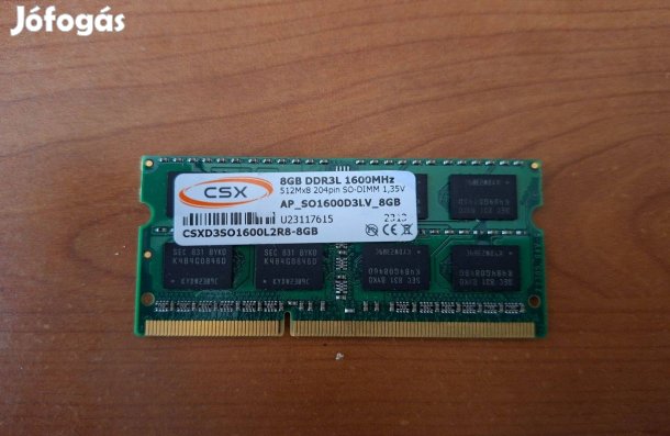 Csx DDR3 L 8 GB 1600 mhz memória, újszerű