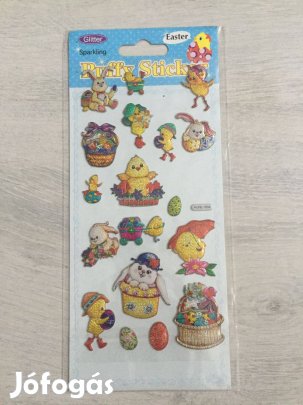 Cuki Húsvéti (csibés, nyuszis, stb) csillogós pufi matrica csomag