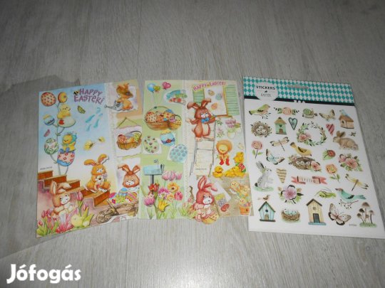 Cuki Húsvéti (nyuszi, csibe, virág, pillangó) mintás matrica csomag