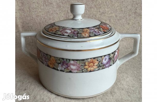 Cukortartó virág mintás porcelán