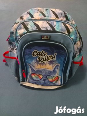 Cute Starpak macskás, ergonómikus, háromrekeszes iskolatáska, hátizsák