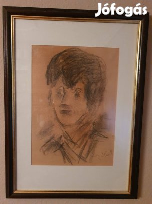 Czóbel Béla graffit karc, szignózott