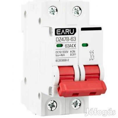 DC Kismegszakító/Autómata Biztosíték 12-500V 63A Dupla  (6019)