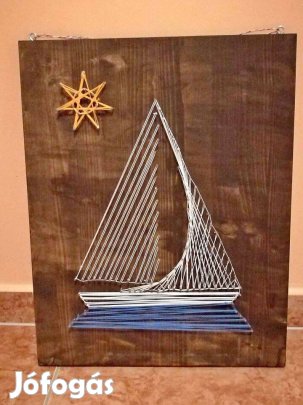 DIY Vitorlás hajó, fonal kép készítő készlet 40x50 cm