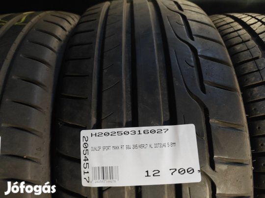 DUNLOP SPORT MAXX RT 88W 205/45R17 XL DOT3146 5,5MM HASZNÁLT GUMI W