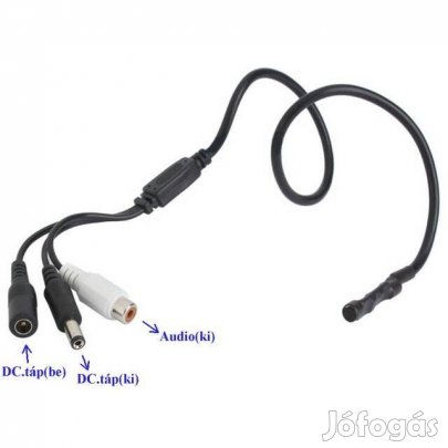 DVR CCTV kamera mikrofon, 12V DC be/ki + RCA kimenet (_)