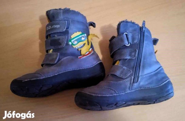 D.D.STEP divatos, kiváló minőségű, téli bélelt száras bőrcipő