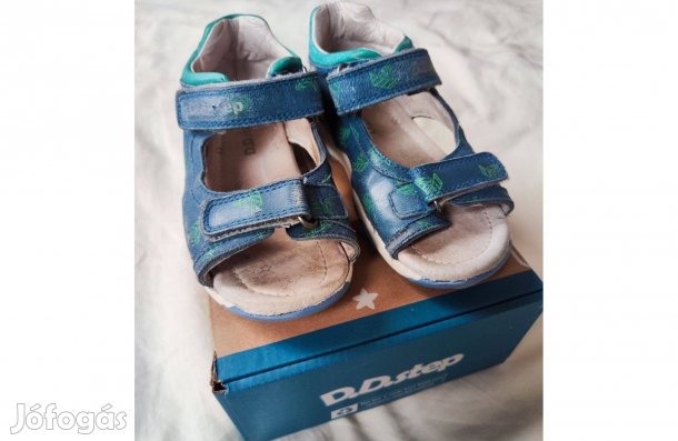 D.D. step kisfiú bőrszandál, 2 tépőzáras, világoskék 30-as