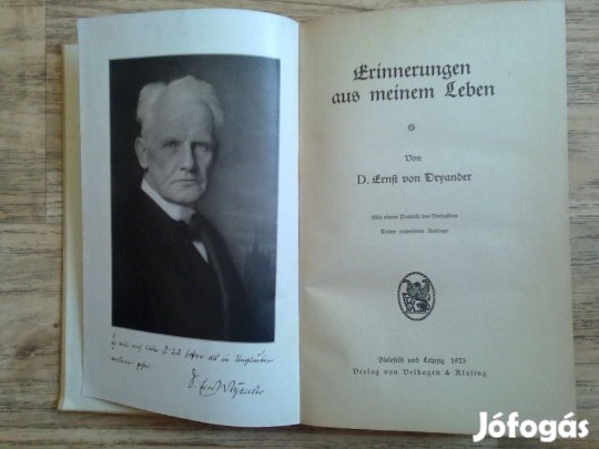 D. Ernst von Dryander: Erinnerungen aus meinem Leben (Emlékek.1923)