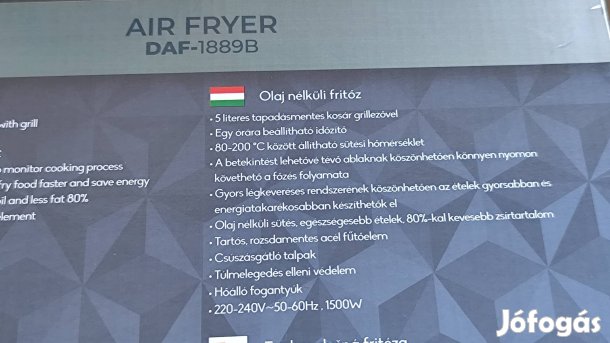 Daewoo DAF-1889B Air Fryer(új, csomagolássérült)