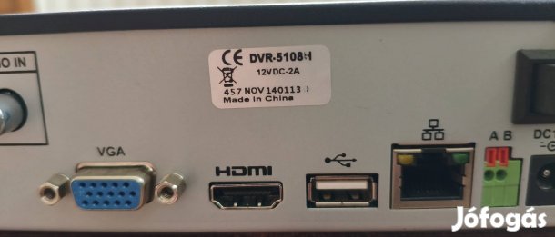 Dahua DVR-5108H videó rögzítő 8 csatornás