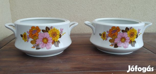 Dália mintás, porcelán levesestálak ( 2 db ) 20260222
