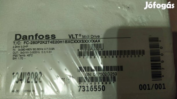 Danfoss FC-280P2K2T4E20 frekvenciaváltó