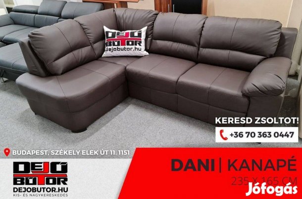 Dani barna valódi bőr sarok kanapé ülőgarnitúra 235x165 cm ágyazható