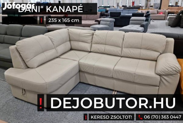 Dani valódi bőr sarok kanapé ülőgarnitúra 235 cm rugós grey ágyazható