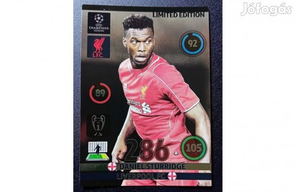 Daniel Sturridge Liverpool Limited focis kártya Panini 2014-15