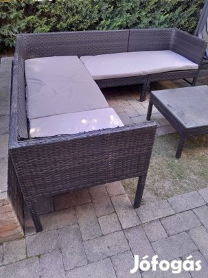Davenport barna műrattan kerti sarokgarnitúra