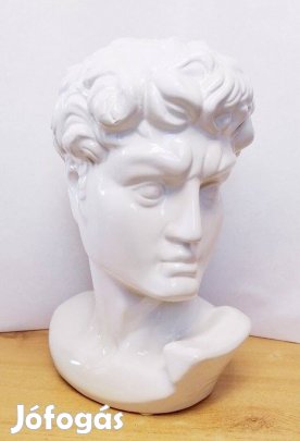 Dávid fejszobor fehér mázas kerámia