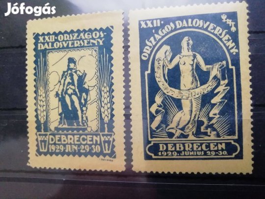Debreceni eredeti emlék bélyeg pár 1929-es Dalos verseny