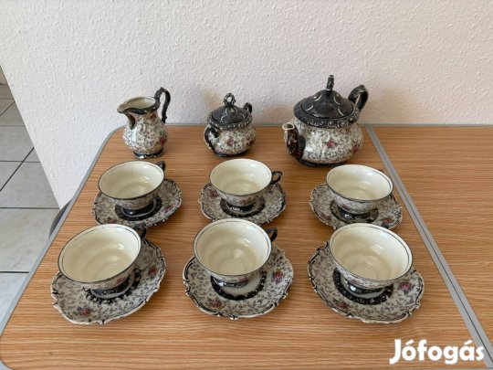 Dekor Bavaria Feinsilber / ezüstözött mázú / porcelán kávéskészlet