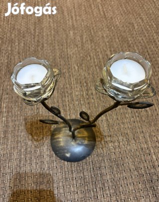 Dekor fém gyertyatartó állvány virágmintákkal