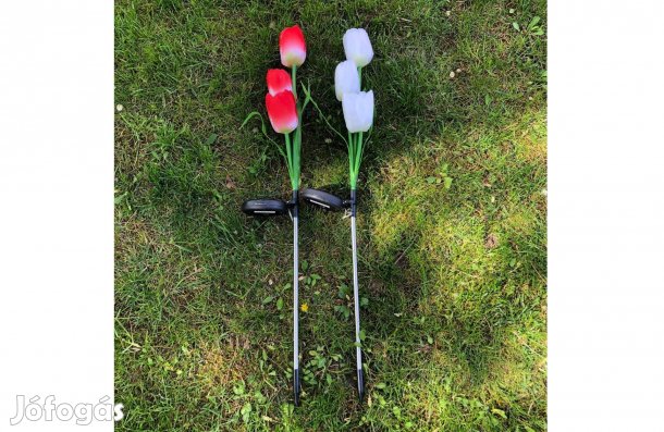 Dekorációs Szolár leszúrható napelemes tulipán virág - 2 db / csomag