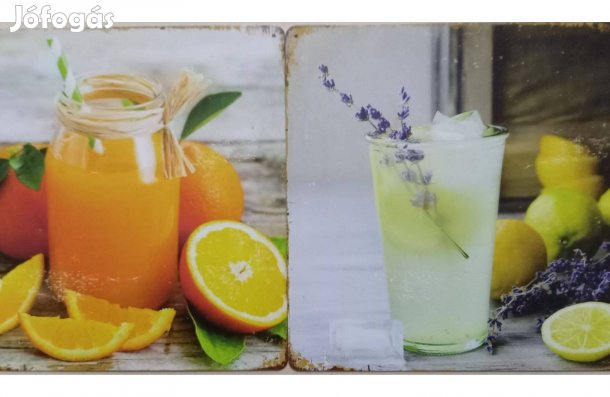 Dekorációs fém tábla 30x30cm (Friss Narancslé - fresh orange juice - L