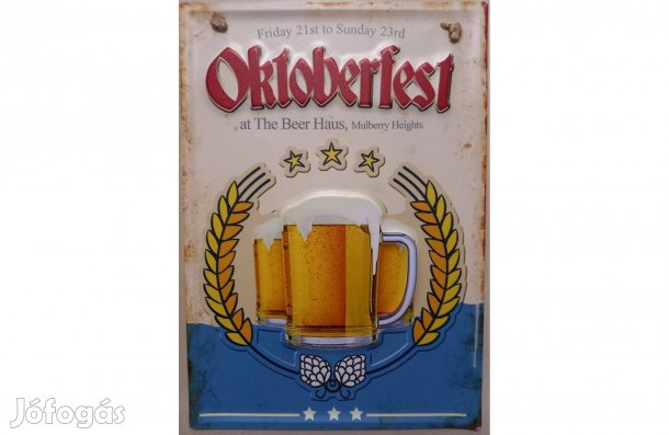 Dekorációs fém tábla 40x30cm ( Oktoberfest) dombornyomott