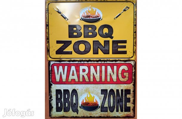 Dekorációs fém tábla (BBQ Zóna - Figyelmeztetés BBQ Zóna)