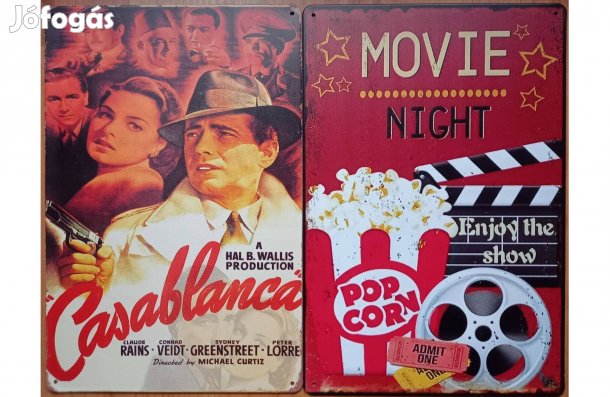 Dekorációs fém tábla (Casablanca - Movie Élvezd A Műsort)