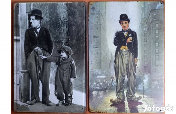 Dekorációs fém tábla (Charlie Chaplin) Dombornyomott